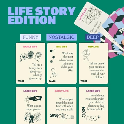 TALES 150 Life Story Interview Kit, Conversation Cards, for Grandparents, Parents, Families, Adults, Game Night, Road Trips, Dinner Table, Getting to Know You (New Edition)