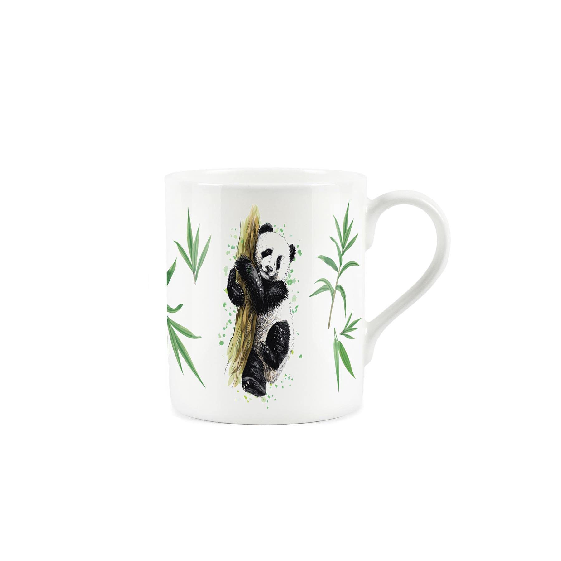 Purely Home Cute Panda Bear with Bamboo Leaves Design Small Fine Bone China White Mug Coffee/Tea Present Gift