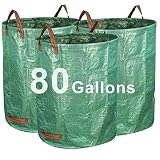 Gardzen 3-Pack 80 Gallon Garden Bag - Reuseable Heavy Duty Gardening Bags, Lawn Pool Garden Leaf Waste Bag
