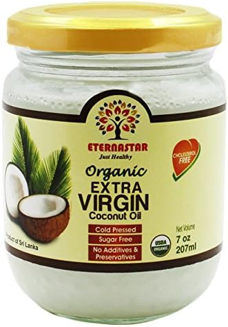 Eternastar Organic Extra Virgin Coconut Oil (7 oz.)Glass Jar | Cold Pressed, Unrefined, USDA-Certified | Safe for Cooking, Facial Mask, Skin Moisturizer | Kosher and Vegan Friendly