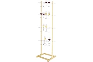 Julymoda Champagne Wall Holder for Party, 4 Tier Clear Acrylic Rack Holds 32 Glasses, Courtyard Dinner Party Flutes Display S