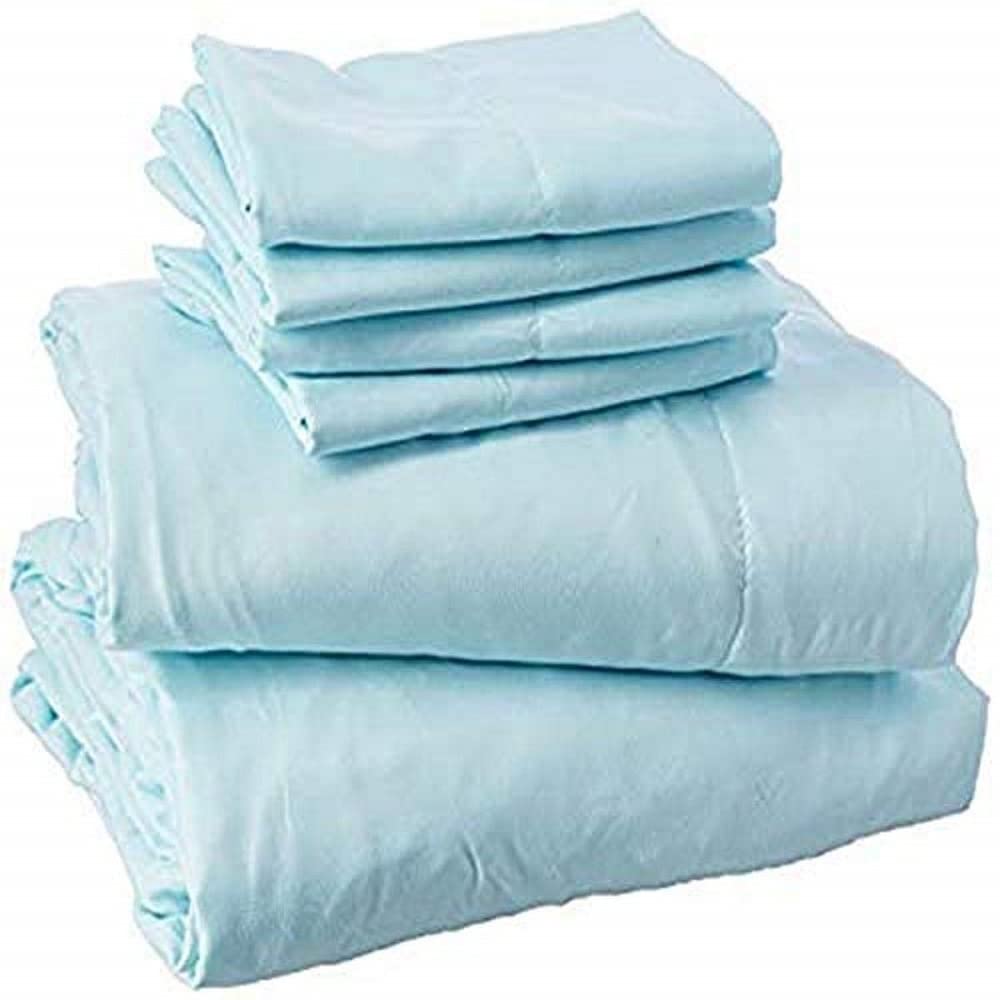 Elegant Comfort Wrinkle & Fade Resistant 1500 Premier - Damask Stripes Hotel Quality Luxurious Silky Soft 4pc Sheet Set, Up to 16" Deep Pocket, Queen, Aqua