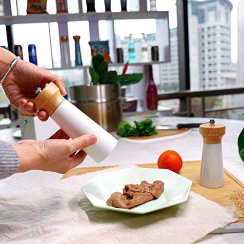 White Salt and Pepper Shakers Wooden Pepper Salt Grinder Set Pepper Mill Salt Pepper Shakers - Image 5