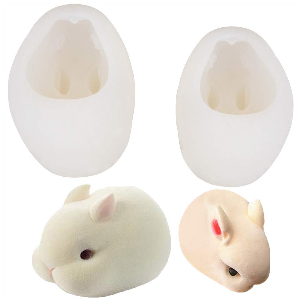Rabbit Shape Silicone Mould, 7.5x5.5x5.5cm 3D Bunny Soap Silicone Molds Rabbit Resin Clay Mold for DIY Chocolate Candy Molds(S)