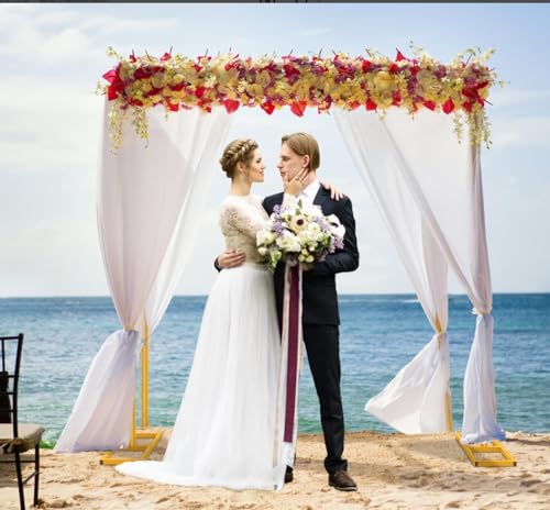 6.6FT x 6.6FT Gold Wedding Arches for Ceremony Square Metal Balloon Arch Stand Rectangular Backdrop Stand for Anniversary Birthday Party Bridal Shower Home Indoor Outdoor Decoration