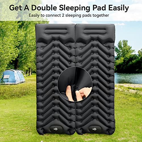 VECUKTY Inflatable Camping Sleeping Pads with Pillow, Camping Air Mat