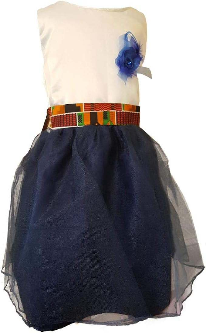 blue and white african dress