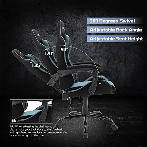 ALEAVIC-Silla-GamerSilla-GamingSilla-de-Oficina-Ergonomica-Silla-Racing-con-Respaldo-AltoAzul