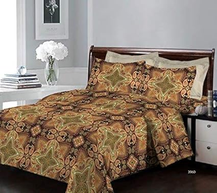 Bombay Dyeing Breeze 120 TC Cotton Double Bedsheet and 2 Pillow Covers - Brown