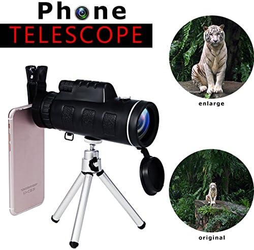 CAVEEN 40x60 High Power Prism Monocular &amp; Smartphone Adapter with Tripod BAK4 Prism Scope Low Light Night Vision Telescope For Iphone Samsung and Most Android Phones