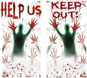 Leaflai Halloween Wall Stickers Decor Zombie, Window Clings Wall Decals Halloween, Handprint Party Decoration Sticker Living Room Bedroom