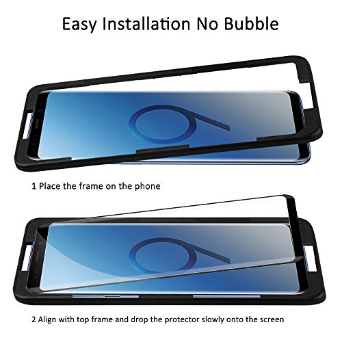 mixigoo 2 Pièces Verre Trempé pour Samsung Galaxy S9, Couverture Complète Film Protection écran Galaxy S9 avec Cadre d\'Alignement Anti-Rayures sans Bulles Protecteur D\'écran pour Samsung Galaxy S9