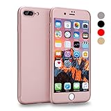 iPhone 7 Plus Case, VANSIN 360 Full Body Protection Hard Slim Case Coated Non Slip Matte Surface with Tempered Glass Screen Protector for Apple iPhone 7 Plus (5.5-inch) - Rose Gold