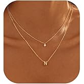 HLJEO Initial Necklaces for Women, Layered Gold Letter Necklace Dainty Gold Initial Necklace Set Personalized Name Necklace Charm Gold Necklaces for Women Trendy Fashion Gold Jewelry for Women