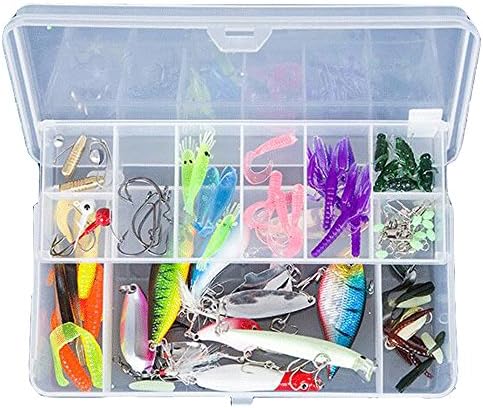 AGadget Fishing Lures 95PCS/Lot Hard Lures Soft Baits Kit Minnow Crankbait Worms Grubs Jighead Accessories both Saltwater Freshwater Fishing