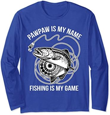 Unisex PawPaw,My-Name,Fishing,My-Game,Fathers,Long Sleeve Shirt Large Royal Blue