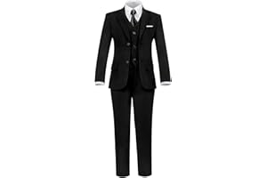 Diaryan Boys 3-Piece Formal Suit Set with Jacket, Vest, Pants, Slim Fit Dress Clothes, Ring Bearer Outfit