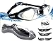 Swim Goggles | Swimming Goggles For Men Women Adults - Best Non Leaking Anti-Fog UV Protection Clear Vision - Free Goggle Case Nose and Ear Plugs Black Clear | U-FIT