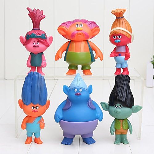 Hot 6Pcs/set 11cm Dreamworks Movie Trolls Poppy DJ Suki Guy Diamond Cooper Branch Biggie PVC Action Figures Toys gift