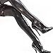 Womens Lingerie Black Lycra Wet Look Thigh High Stockings with Lace