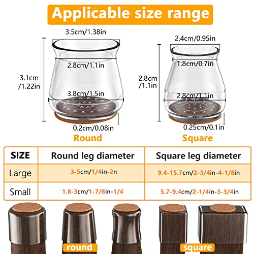 Felt-Furniture Chair-Leg Slider Floor-Protector Pad - 16 Pcs Silicone Felt Pad,Protecting Floors from Scratches and Noise, Smooth Moving for Chair Feet