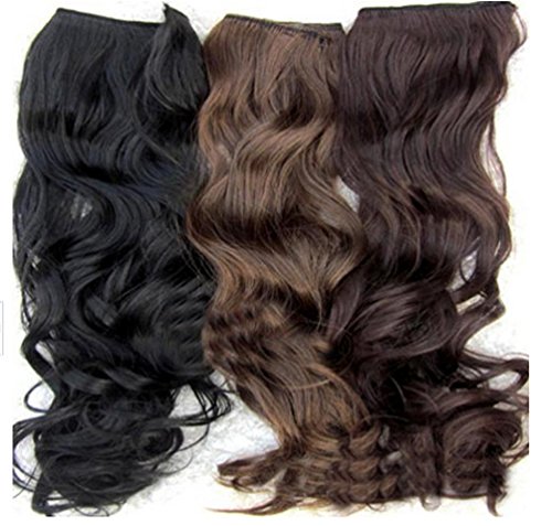 DEESEE(TM) Head Clip Curly Wavy Women Synthetic Hair Extension Cosplay wig
