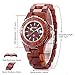 GBlife Bewell ZS-100BL Women Wooden Quartz Watch Metal Case Retro Wrist Watch (RED SANDALWOOD)