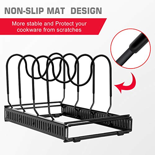 Expandable Pan Rack Organizer, G-TING 7+ Adjustable Pot Lid Holders & Bakeware Rack, Kitchen Cookware Pantry Cabinet Storage Rack with 7 Expandable and Adjustable Compartments (Up to 23") - Thumbnail 4