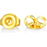 14K Real Gold Earring Backs, Yellow Gold Earrings Backs Replacements for Studs, Secure Ear Locking for Stud Earrings, Gold Earring Backs for Small Earring/Heavy Earring(Style 6)