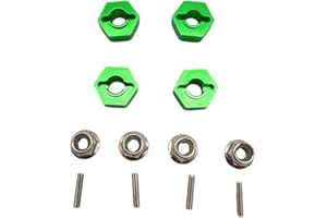 ZRRC Aluminum 12mm Hex Hubs Wheel Adapters & M4 Flanged Lock Nuts,5mm Thick,for HPI HSP Redcat Tamiya Traxxas Axial RC4WD D90 1/10 RC Car(Green)
