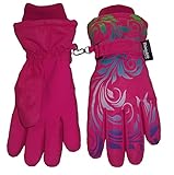 N'Ice Caps Girls Ombre Shaded Scroll Print Waterproof Snow Gloves