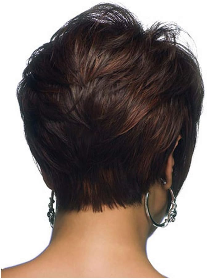 LEJIMEI Short Bob Wigs for Black Women Black Mixed Brown Fluffy Wavy Wigs with Bangs African American Women Wigs Natural Synthetic Full Wigs with Wig Cap LM041