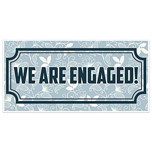 Amazon Com Light Blue Flowers Engagement Banner Party Backdrop