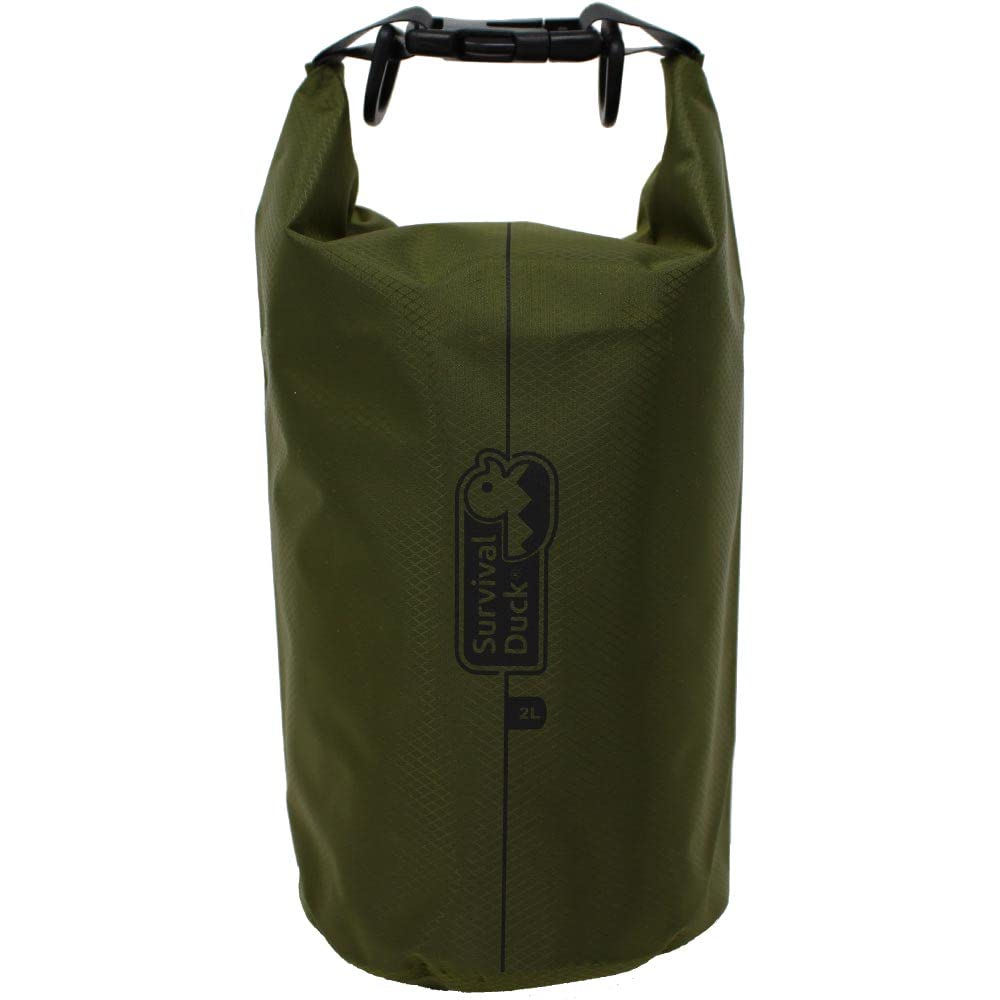 Survival Duck 2 Litre Waterproof Dry Bag Olive Green | Small Ripstop Nylon | Great for Camping, Hiking, Paddleboarding, Kayaking | Army Green — image 1