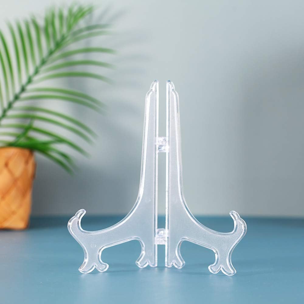 Tincogo 8" Clear Plastic Easels or Stand / Plate Holders to Display Pictures or Other Items at Weddings, Home Decoration - Image 4