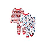 Sesame Street Boys' 4-Piece Cotton Pajama Set, Elmo Red, 24 Months