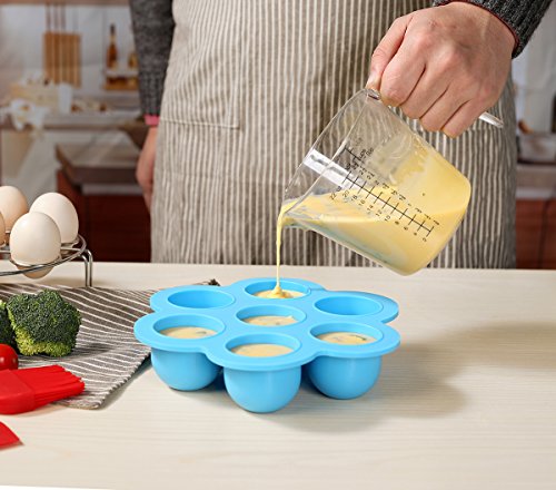 Upgraded Egg Bites Molds for Instant Pot Accessories by ULEE - Fits Instant Pot 5/6/8 qt Pressure Cooker, Two Removable Silicone Handles for Easily Taking the Hot Mold Out