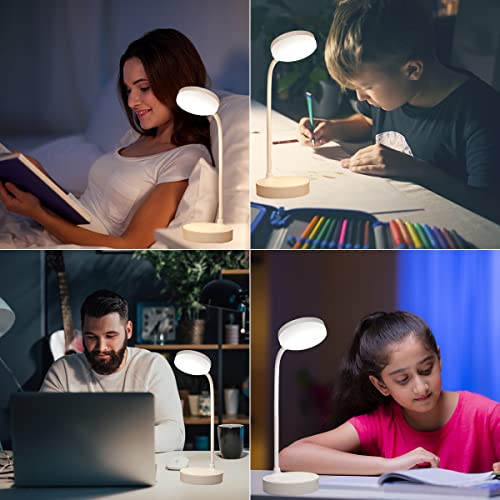 Lampara de Escritorio LED, Lámpara de Oficina Mesa, 360° Ajustable, Luz de Lectura Recargable, 3 Modos de Iluminación, Atenuación Táctil, Protección Ocular, para Trabajar, Estudiar, Leer, Escribir