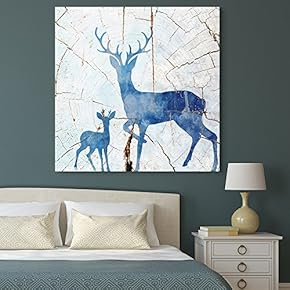 Abstract Cracked Blue Ceramic Deer - Canvas Art