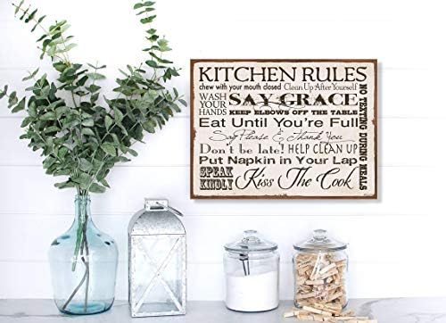 Wooden kitchen wall sign with text "Worth: $23.99 - $19.98".