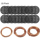 Messar Bonsai Tool Set, 30M Aluminium Bonsai Training Wire Line 3-Sizes(1.0mm/1.5mm/2.0mm) and 20 Pcs Flower Pot Hole Mesh Pad (4.5cm/1.8 inches) for Outdoor Plant Pot & DIY Hanging Art Crafts