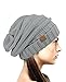 NYFASHION101 Oversized Baggy Slouchy Thick Winter Beanie Hat, Natural Gray