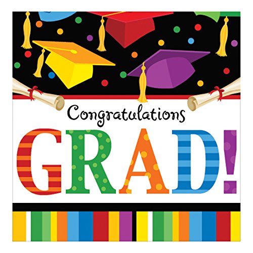Creative Converting 18 Count Paper Lunch Napkins Graduation Fest Multicolor