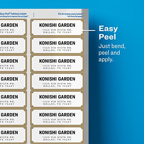Avery Address Labels with Gold Border for Inkjet Printers, 1" x 25/8