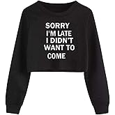 XLXUXU Crop Tops For Girls Kids Cute Aesthetic Cartoon Graphic Sweatshirt Teen long Sleeve T-Shirts