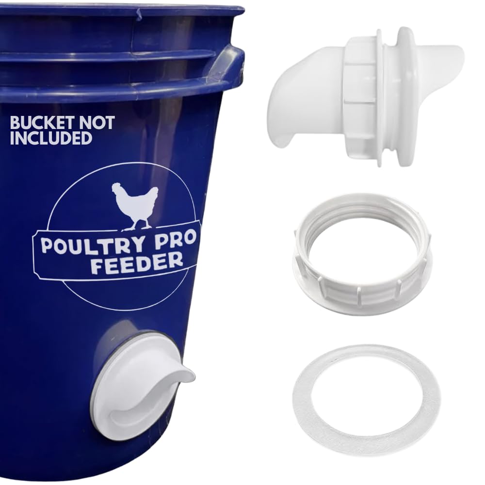 Photo 1 of The Original Poultry Pro Feeder DIY Port PVC Gravity Fed Chicken Feeder | Single Port Chicken Feeder for Chicken Coop | Use for Buckets & Bins | Rain Proof, Weather Resistant - Original Feeder 1-Port