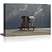 Wall26 - Canvas Prints Wall Art - Elephant and Dog Sit under the Rain | Modern Wall Decor/ Home Decoration Stretched Gallery Canvas Wrap Giclee Print. Ready to Hang - 16