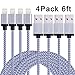 Cordify 4Pack Extra Long 6FT Lightning to USB Charger, 8 Pin Lightning to USB Sync & Charging Cable Cord Compatible with iPhone 7/7 Plus/6s/6s Plus/6/6 Plus/5s/5c/5/SE, iPad/iPod (Gray)