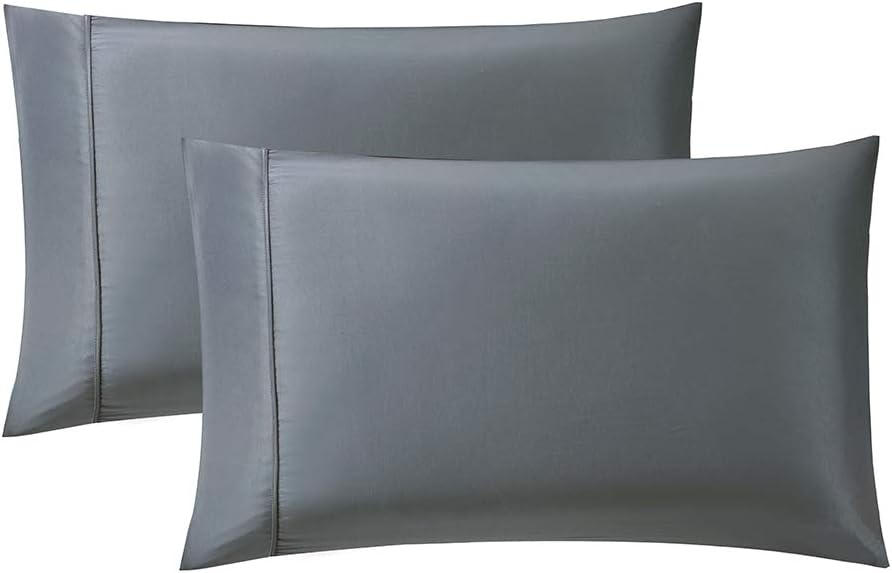 Bourina Pillowcase for Hair and Skin with Envelope Closure, Satin 2-Pack Pillow case, King 20×40 Inch Grey: Home & Kitchen