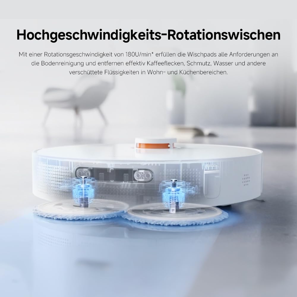 Xiaomi Robot Vacuum X20+ Saugroboter mit Absaugstation und 4L/4L Frisch- & Altwassertank - 2 rotierende, Auto-Trocknung Wischmops, Bis 280m² wischen, 6000Pa Saugkraft, LDS-Navigation, Alle Bodentypen
